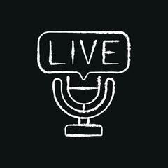 Online podcast chalk icon. Live stream. Vector black illustration