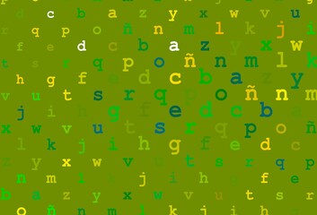 Light green, yellow vector cover with english symbols.