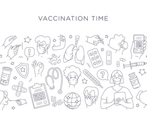 Time for vaccination. Patients at the doctor in the hospital are vaccinated