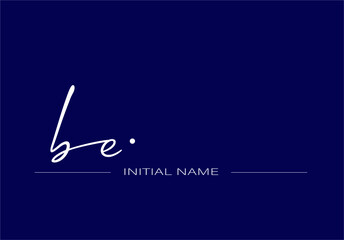 
White stylish and elegant letter BE/EB with dark blue background signature logo for company name or initial 
