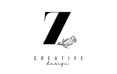 Z letter logo design with black rose vector illustration.