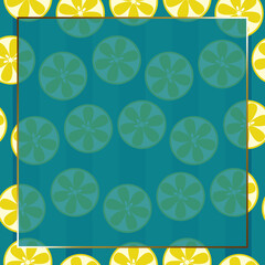 レモンの背景C　正方形　ゴールド枠