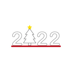 New year 2022 icon with a Christmas tree. Vector graphics