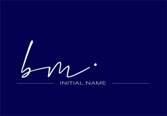 Obraz premium White stylish and elegant letter BM/MB with dark blue background signature logo for company name or initial 