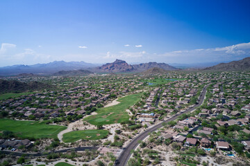 A desert golf course in the desert southwest.