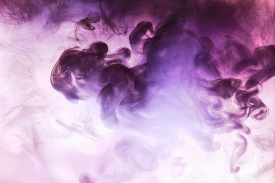 Vibrant Purple Violet Colors, Abstract Bright Smoke Background. Splash Of Paint In Water, Colorful Cloud In Motion. Concept Hookah, Perfume Backdrop, Dance Wallpaper