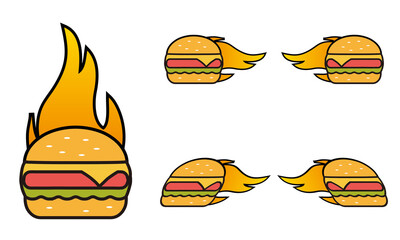 fast burger delivery icon set