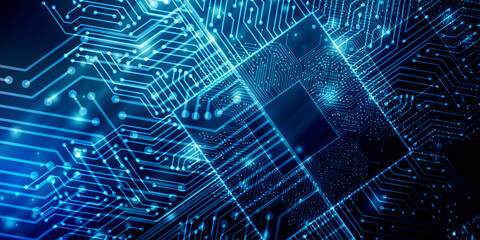 2d illustration Abstract futuristic electronic circuit technology background
