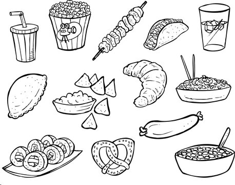 World Food Icons Line