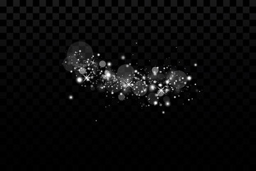 Glow effect. Vector illustration. Christmas dust flash. Snow is falling. Snowflakes.
