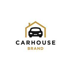 Car and house logo icon vector, car out from garage, concept for insurance, vehicle dealership and garage icon concept simple minimal modern style illustration.