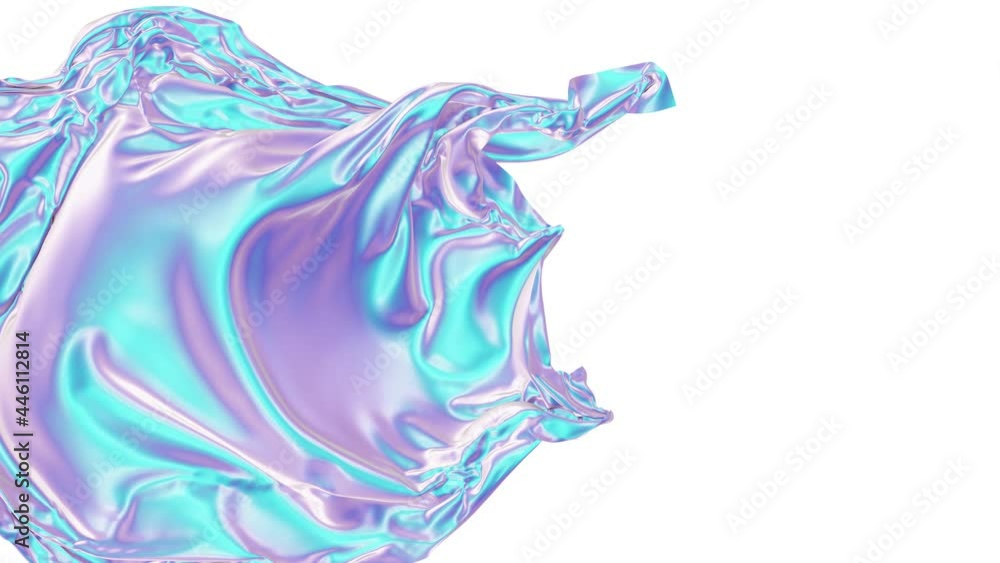 Aufkleber realistic 3d animation of the textured iridescent cloth fly away opener rendered in uhd with alpha m