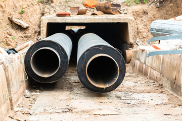 New water supply pipes. Replacement of water supply pipes.