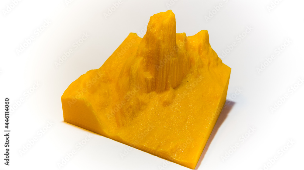 Poster 3d rendering of a limestone peak called naranjo de bulnes isolated on a white background