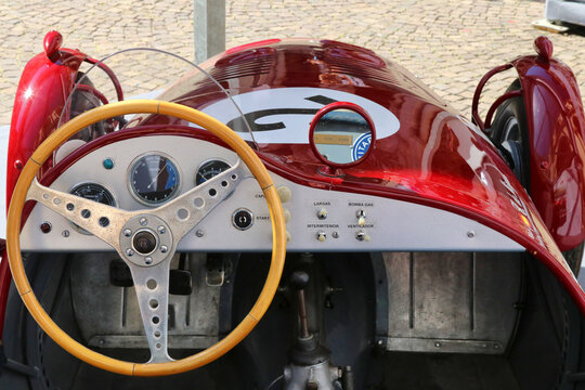 MODENA, ITALY, July 1 2021 - Motor Valley Fest exhibition, Maserati OSCA MT4 car detail