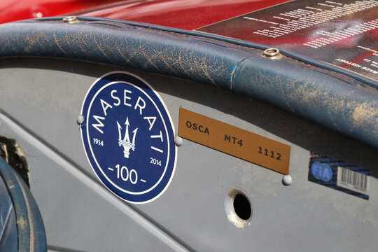 MODENA, ITALY, July 1 2021 - Motor Valley Fest exhibition, Maserati OSCA MT4 car detail