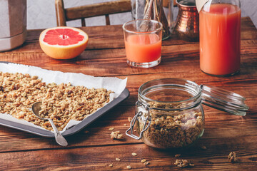 Homemade granola in jar