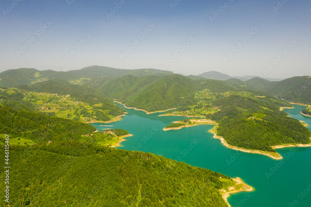 Wall mural zaovine lake view from tara mountain in serbia