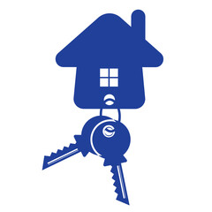 Home Key Ring icon.house key blue web icon. vector real estate template. Business plan development.Property Business concept.illustration.
