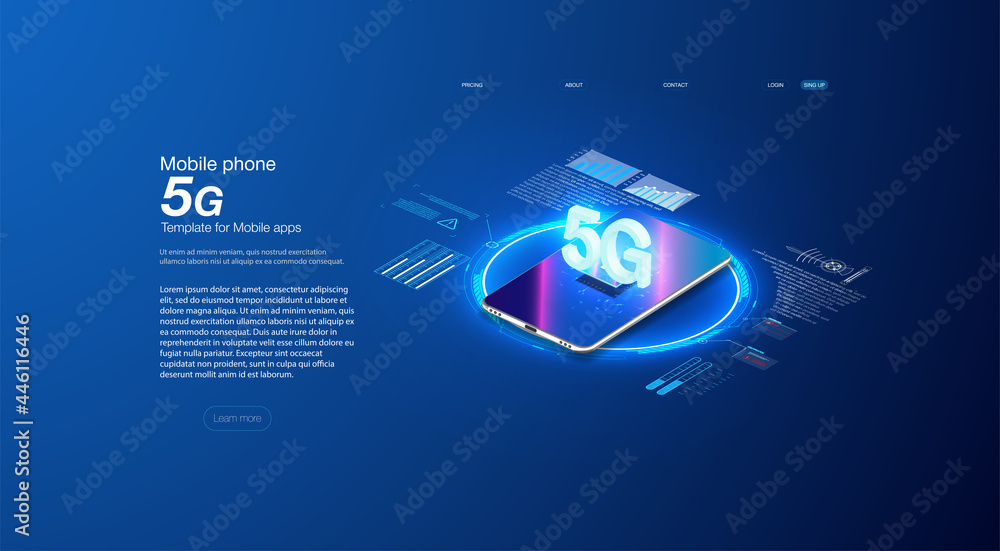 Poster 5g network wireless technology illustration. 5g network wireless technology vector illustration. iso