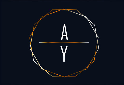 Stylish and elegant Golden polygon with letter AY with dark blue background signature logo for company name or initial 