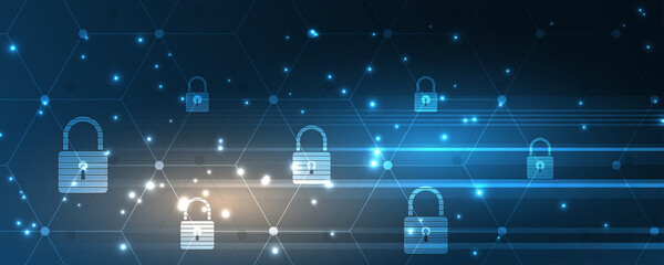 Padlock Security cyber digital concept Abstract technology background protect system innovation vector illustration