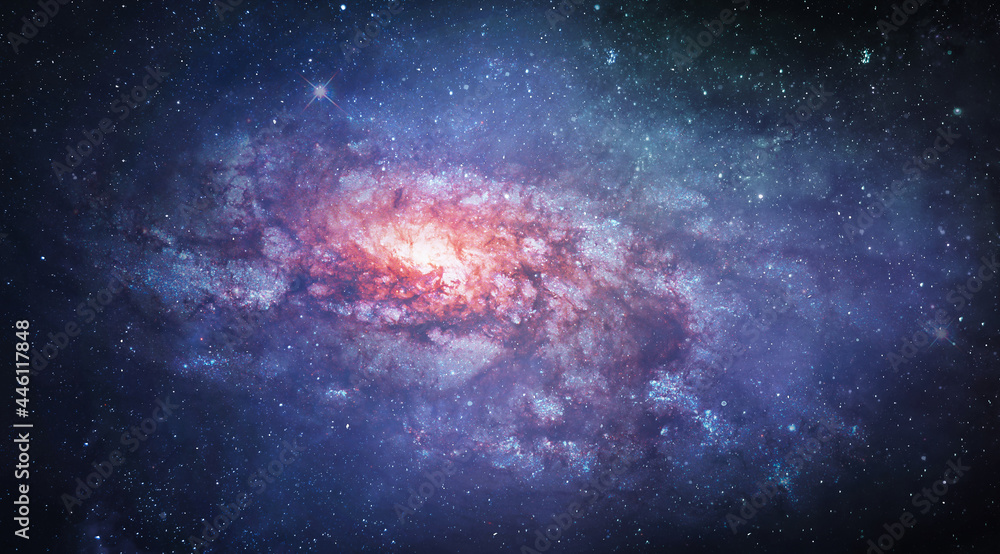 Poster galaxy and constellation in deep space. stars and far galaxies. wallpaper background. sci-fi space w