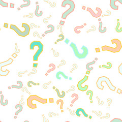 Quiz seamless pattern. Question marks, doubt, faq