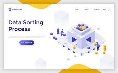 Vector Isometric Landing Page Template