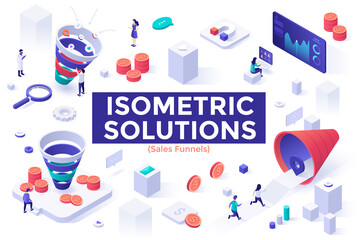 Vector Isometric Landing Page Template