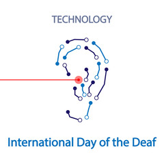 Technology ear on international day of the deaf, vector art illustration.