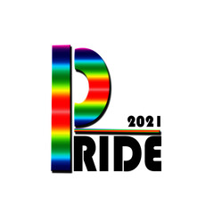 Vector LGBT pride logo design. Creative text design with rainbow color elements for the month of Pride 2021 in the style of minimalism.