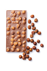 Chocolate bar with hazelnuts.