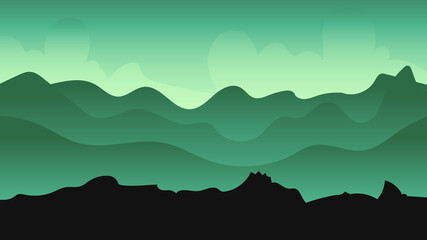 The mountain ranges overlap at dawn, Illustration Vector EPS 10