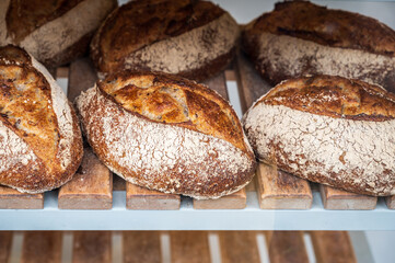 French bakery with fresh baked breads and buns