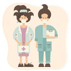 Vaccination. Fighting viruses. Woman and man doctors. Coronavirus. Concept.