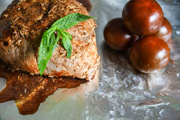 Cooking baked meat in the oven