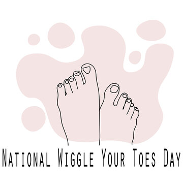 National Wiggle Your Toes Day, outline image of toes for a thematic banner or poster