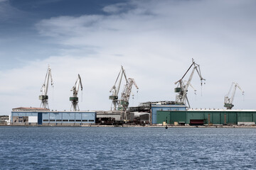 Fototapeta premium cranes in port