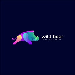 wild boar gradient colorful logo template