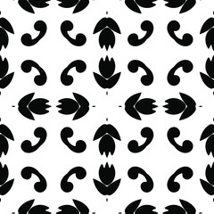 floral seamless pattern background.Geometric ornament for wallpapers and backgrounds. Black and white pattern.