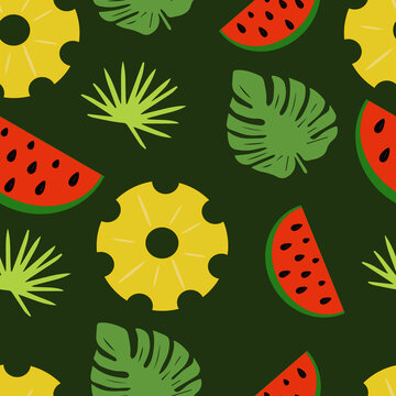 seamless pattern with fruit and leaves