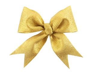 Beautiful golden gift bow, isolated on white