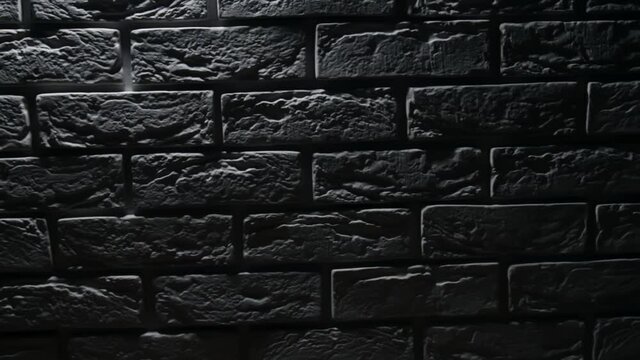 Black brick wall backgrounds, brick room, interior texture, wall background. Horror concept