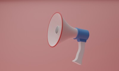 3D megaphone isolated on pastel background. 3D rendering.