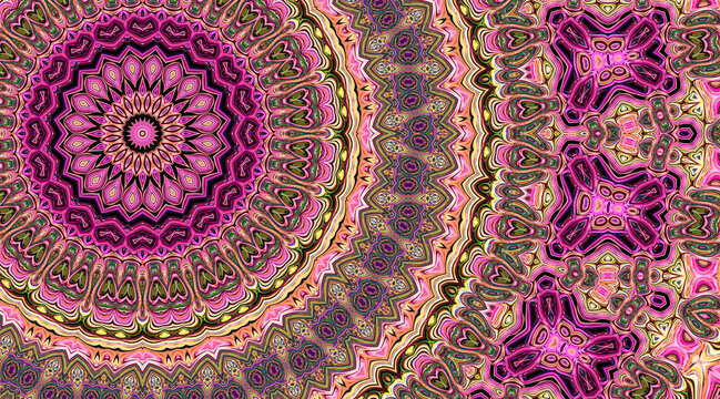 Abstract multi-colored composition in the mandala style. 3d rendering.