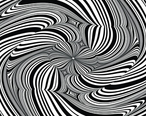 3d Abstract . Texture with wavy, billowy lines. Optical art background. Wave design black and white. Digital image with a psychedelic stripes. Vector illustration