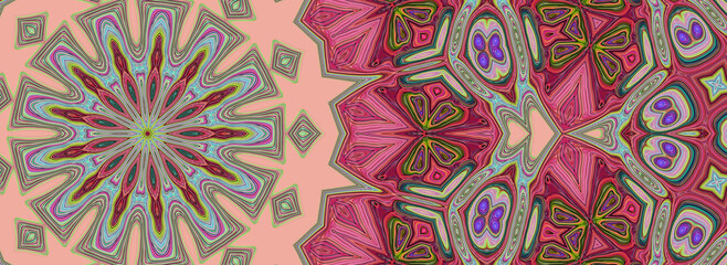 Abstract multi-colored composition in the mandala style. 3d rendering.