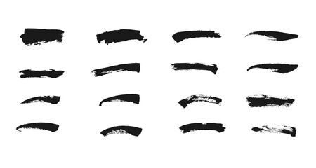 Ink Brush strokes vector collection. Set of grunge freehand elements