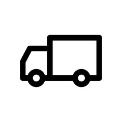 Truck icon. Delivery van. Black contour linear silhouette. Side view. Vector simple flat graphic illustration. The isolated object on a white background. Isolate.